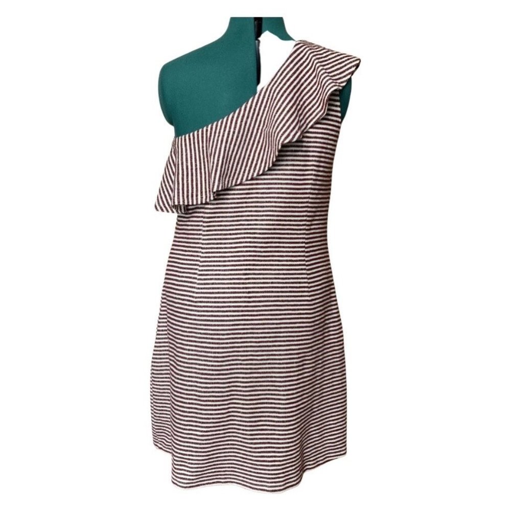 LOFT Stripped One Shoulder Ruffle Dress (16) - Picture 5 of 6